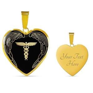 Nurses Are Angels Necklace Personalized Engraved Gold Heart Necklace Custom Nam